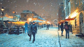 London HEAVY SNOW Walk ☃️ Snowing Central London 2022 ❄️ London Best Christmas Lights ✨ 4K [upl. by Moria791]