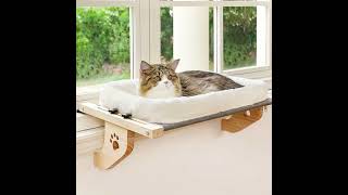 Cat Window Perch Cat Window Hammock For Indoor Cats Wood Metal Frame Easy To Adjust Windowsill [upl. by Guild394]