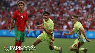 Spain score TWO secondhalf goals to beat Morocco make soccer final  Paris Olympics  NBC Sports [upl. by Teodorico769]