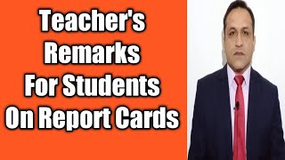 Teachers remarks for students on report cards English amp Urdu [upl. by Pearline]