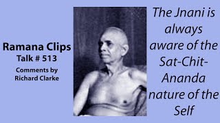 The Jnani is always aware of the SatChitAnanda nature of the Self  Ramana Clips Talk  513 [upl. by Carmelo]