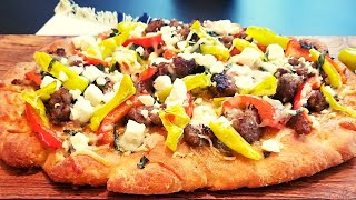 Mediterranean Flatbread Pizza Recipe Homemade flatbread loaded with Greek seasonings and flavors [upl. by Inittirb]