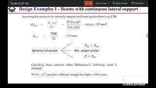 11 Design of steel beam  Design Example 1 laterally braced simply supported beam [upl. by Eeraj]