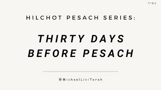 Hilchot Pesach 1 Thirty Days Before Pesach [upl. by Eenwat]