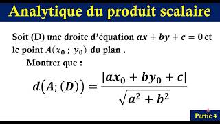 analytique du produit scalaire  distance dun point à une droite  démonstration  1BAC [upl. by Eiramave37]