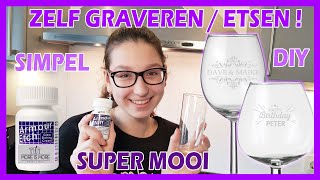 SUPER EENVOUDIG GLAS GRAVEREN  ETSEN JIJ KAN DIT OOK  291 [upl. by Siraval]