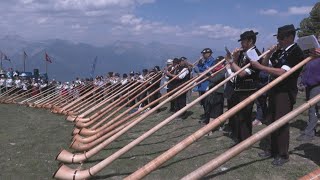 Alphorn fest brings sound of music to Swiss mountains [upl. by Moreland205]