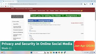 Privacy and Security in Online Social Media Week11 AssignmentQuiz  JanApr 2024  Solutions [upl. by Perrine]