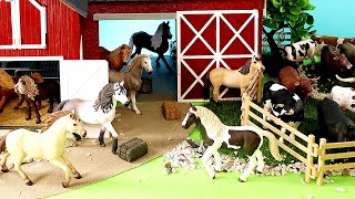 Fun Farm Diorama  Cattle Horse Barnyard Animal Figurines  Learn Animal Names [upl. by Eelsnia]