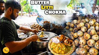 Prayagraj Biggest Making of Bihari Style Butter Litti Chokha Rs 25 Only l Prayagraj Street Food [upl. by Arras]