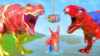 All Spiderman TRex vs SuperHero Dinosaurs Battle in Jurassic World Dinosaur Pro 8 SuperHero Team [upl. by Randell]