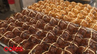 Coles hot cross buns  Great lengths for quality  Coles [upl. by Bergren]