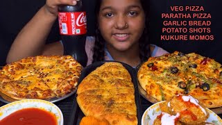 ASMR EATING DOMINOES II VEG PIZZA GARLIC BREAD PIZZA PARATHA kUKURE MOMOS II MUKBANG II FOODIE GD [upl. by Klemm]