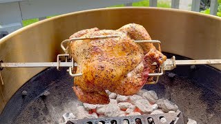 Onlyfire Rotisserie Ring Review  Rotisserie Chicken on the Weber Kettle [upl. by Bat]