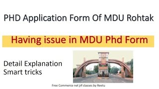 How to fill MDU phd application form 2024  New Notification from MDU [upl. by Siwel]