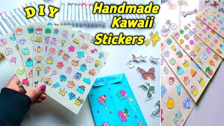 How to make Kawaii Stickers at home  Cute Stickers making  Handmade Kawaii stickers [upl. by Alegnad]