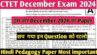 CTET 15 Dec 2024 Hindi pedagogy previous year Question paper analysis [upl. by Kallista]