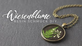 Wiesenblume im Anhänger  Resin Schmuck Anfänger DIY  Gießharz Anleitung  WiesenKerbel Kette [upl. by Mendel714]