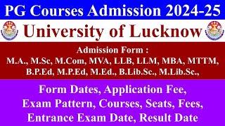 LU PG Admission Form 2024 Lucknow University Entrance Exam 2023 lucknow university admission 2024 [upl. by Cohl]