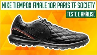 CHUTEIRA NIKE TIEMPOX FINALE 10R PARIS TF SOCIETY  TESTE E ANÁLISE  REVIEW [upl. by Yllen]