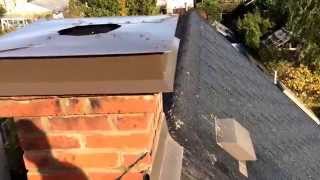 Chimney Crown Repair Sheet Metal Chimney Caps on Steep Roof [upl. by Rimaj]