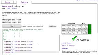 CodingBat  sleepin Python [upl. by Netsirhc373]