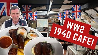 Reviewing TRADITIONAL BRITISH FOOD at a 1940s WORLD WAR 2 CAFE [upl. by Hartzell]