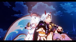 Paimon amp Arataki Itto Rock song Battle Cutscene  Genshin Impact [upl. by Nueormahc]