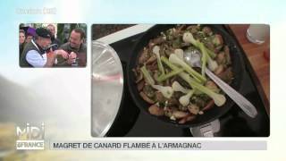 RECETTE  Magret de canard flambé à lArmagnac et sa forestière de champignons [upl. by Alda]