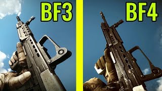 BATTLEFIELD 3 vs BATTLEFIELD 4  Weapon Comparison [upl. by Jangro]