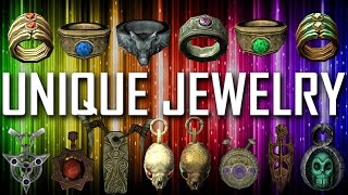 Skyrim  All Unique Jewelry Rings Necklaces Amulets [upl. by Marozik]