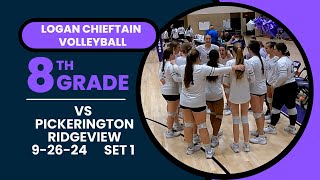 Logan Chieftains vs Pickerington Ridgeview 8th Grade Volleyball Set 1  9262024 Last Home Game [upl. by Loss889]