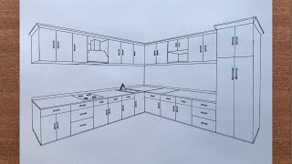 How to Draw a Kitchen in 2Point Perspective [upl. by Oira]