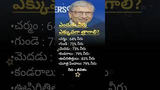 ఎందుకు నీరు ఎక్కువగా త్రాగాలి shorts trending billgatesquotes [upl. by Nauqed988]