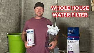 How to install a WHOLE HOUSE WATER FILTER with PEX plumbing GE whole house water filter GXWH40L [upl. by Giralda492]