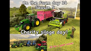 Charity silage day  On the farm day 24 Season 5  132 farm model diorama [upl. by Sadella]