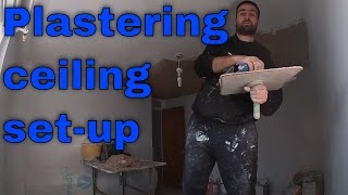 How I set up for plastering ceiling pva bonding skimming stilts beginners guide to plaster ceiling [upl. by Charley]