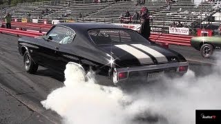 Ram Air IV GTO vs Chevelle SS 454 LS6  14 mile Drag Race Video and Massive Burnout  Road Test® [upl. by Ner]