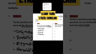 9SINIF TARİH 1DÖNEM 1YAZILI HAZIRLIK SORULARI [upl. by Rodie]