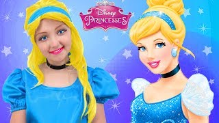 Kids Makeup Cinderella Disney Princess Play with Toys amp Real Princess Dress amp Costume [upl. by Twyla]