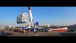 Baldwins Heavy Lift  1000te Mobile Crane Project Cargo Transformer Discharge KGV Glasgow [upl. by Llirpa]