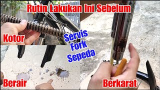 SERVISSERVICE FORK SEPEDA  MEMPERBAIKI FORK SEPEDA  SR SUNTOUR XCM  TUTORIAL [upl. by Kawai]