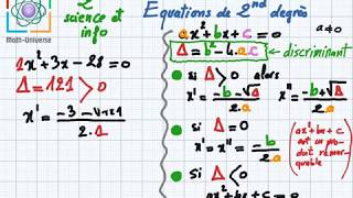 équations inéquations de second degré partie1 2eme SC  Info [upl. by Melessa]