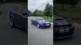 PLUM CRAZY HELLCAT WIDEBODY CHARGER ARRIVES TO CARS AND COFFEE hellcat exhaust shorts [upl. by Isabeau]