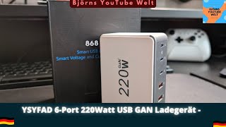 YSYFAD 6Port 220Watt USB GAN Ladegerät  Günstig  Kompakt [upl. by Rosenzweig]