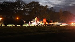 Aanhanger ondersteboven op Waldwei N31 bij Opeinde [upl. by Nerol]