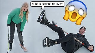 We Tried Playing Hockey ICE SKATING GONE BAD [upl. by Anirrehs]