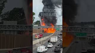 VIDEO  Fiery truck explosion on Route 3 in New Jersey news [upl. by Yzeerb805]