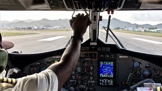 Cockpit View Takeoff – Winair – DeHavilland Canada DHC6300 Twin Otter – SXM – PJWIQ – SCS Ep 194 [upl. by Imoan]