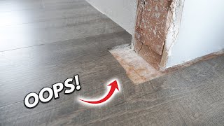 How To Fix BIG Cutout Mistakes On Laminate Vinyl Plank LVP Engineered Wood Flooring Like PRO DIY [upl. by Enelez]